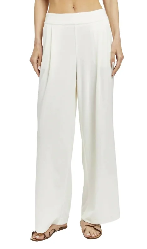 Eva Pant In Ivory Relaxed Fit Trousers
