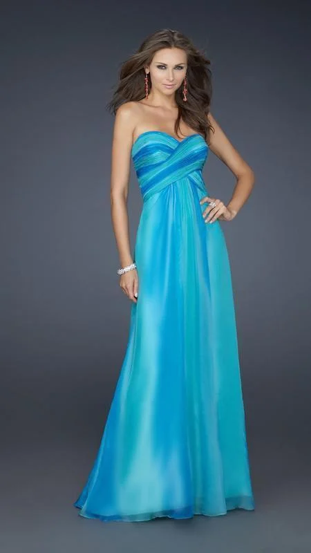 La Femme - Strapless Ruced A-Line Evening Dress 17167 Tunics Business professional