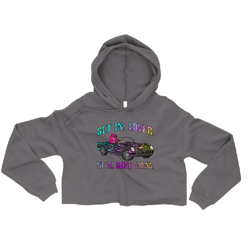 Get In, Lover. We're Going Caring Graphic Crop Hoodie Hoodie with Drawcord Adjustable Secure Get In, Lover. We're Going Caring Graphic Crop Hoodie Hoodie with Drawcord Adjustable Secure