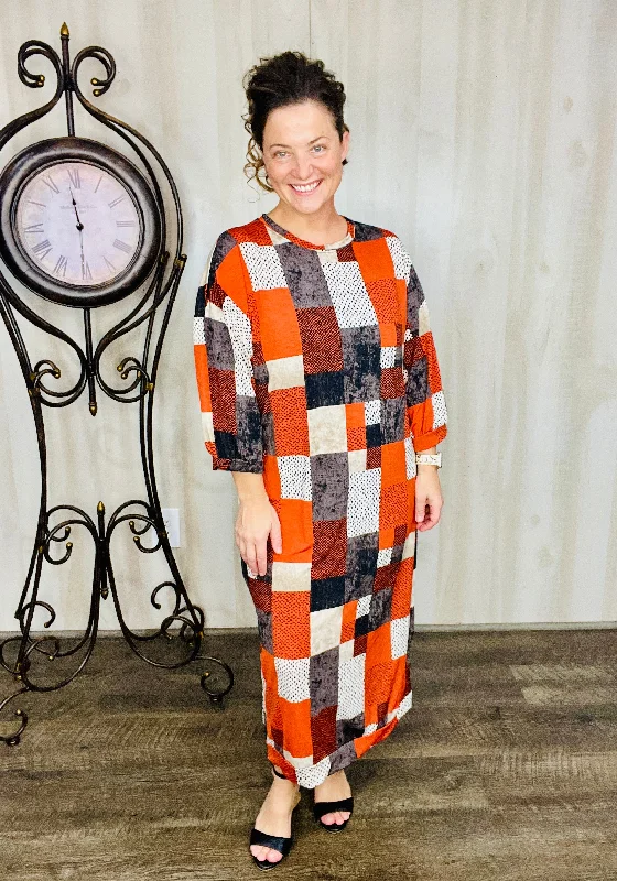 Comfy & Cute Fall Checked Dress Tunics Leisure comfortable