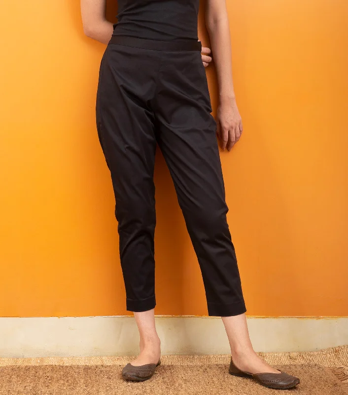 Black Lycra Pant Fashionable Tapered Leg Pants