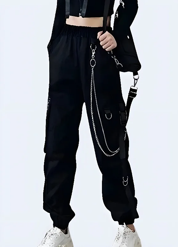 Baggy Black Cargo Pants Women's Slim Fit Casual Pants