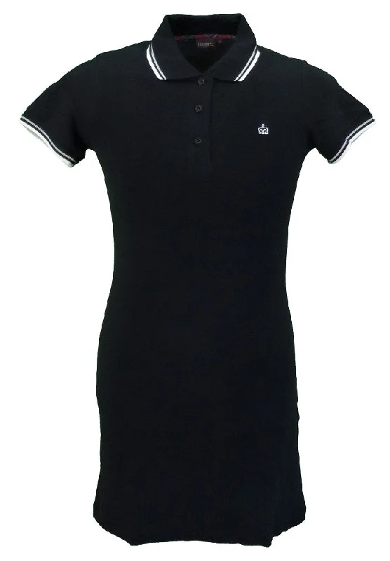 Merc London Kara Black Ladies Retro Polo Dress Halter Neckline Beach