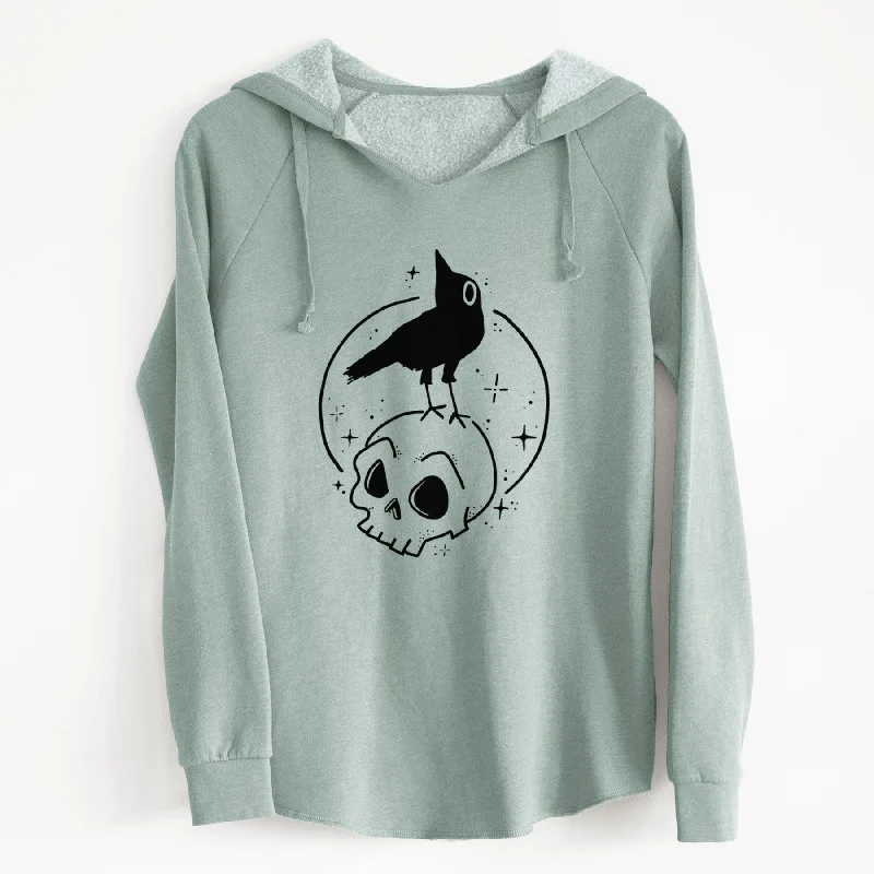 Skull Raven - Cali Wave Hooded Sweatshirt Hoodie with Hem Raw Edge Edgy Unfinished