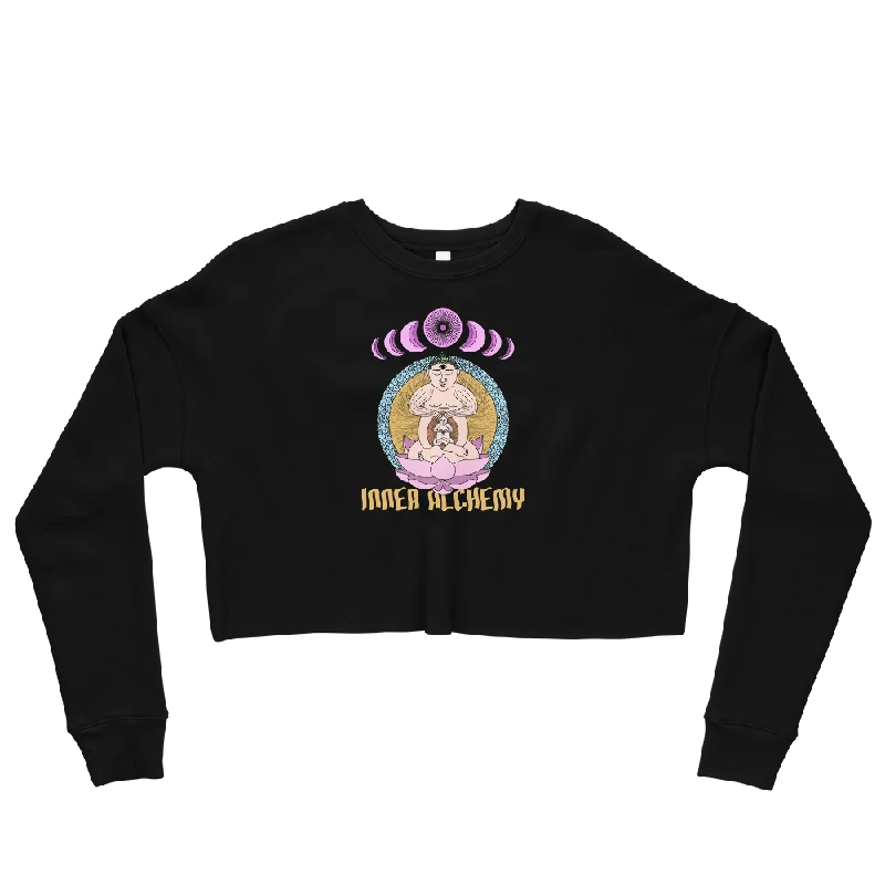Inner Alchemy Graphic Crop Sweatshirt Hoodie with Camouflage Military Edgy
