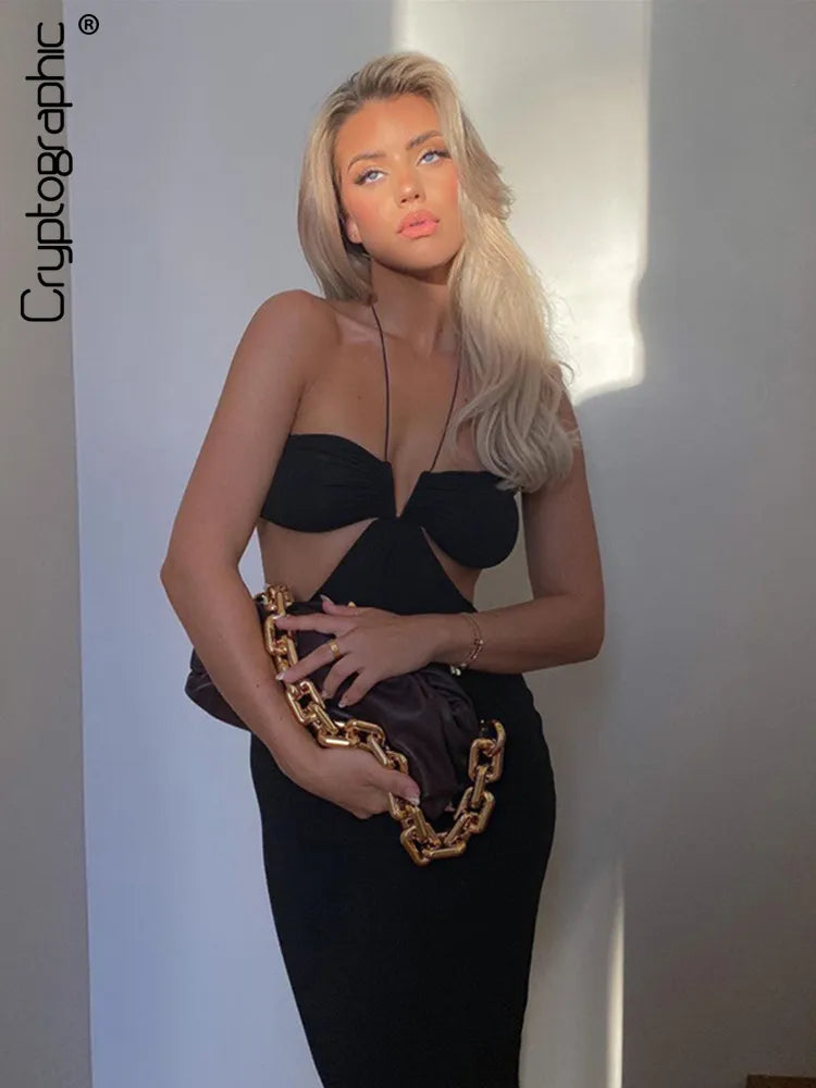 Cryptographic 2022 Summer Spaghetti Strap Halter Sexy Backless Maxi Dress Elegant Bandage Sleeveless Club Party Dresses Bodycon Pleated Skirt Elegant Cryptographic 2022 Summer Spaghetti Strap Halter Sexy Backless Maxi Dress Elegant Bandage Sleeveless Club Party Dresses Bodycon Pleated Skirt Elegant