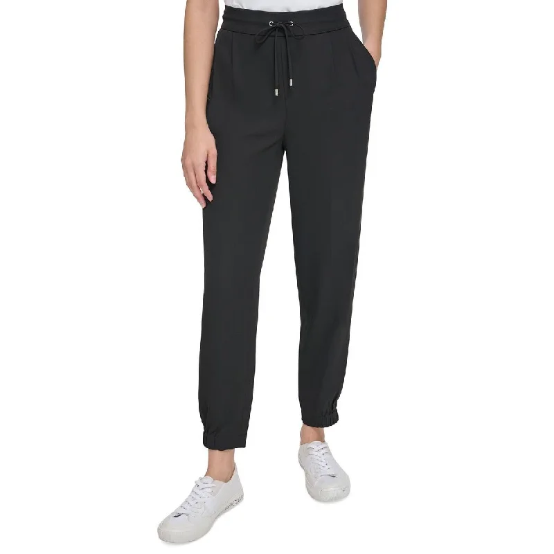Womens Drawstring Waist Pull On Wide Leg Pants Elegant Silk Pants