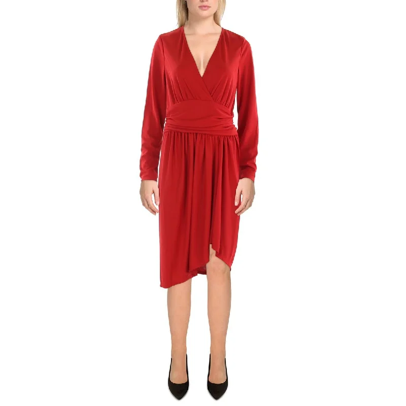 Womens Hi Low Midi Cocktail And Party Dress Tunics Satin smooth