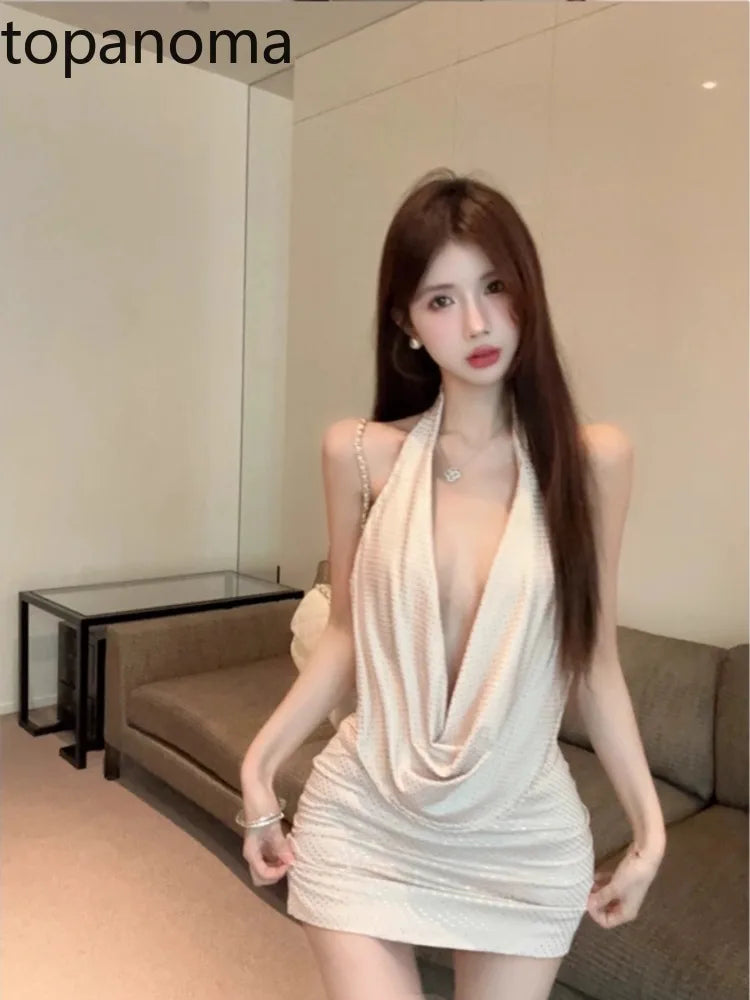 Topanoma Sexy Party Dresses Women Evening Sleeveless Low Cut Halter Slim Backless Cocktail Birthday Clubwear Banquet Fashion Sequined Elegant Party Topanoma Sexy Party Dresses Women Evening Sleeveless Low Cut Halter Slim Backless Cocktail Birthday Clubwear Banquet Fashion Sequined Elegant Party