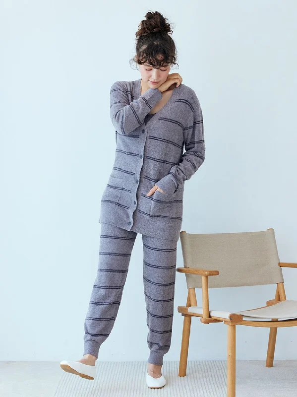 Hot Smoothie Drawstring Striped Knit Lounge Pants Lightweight Jogger Pants