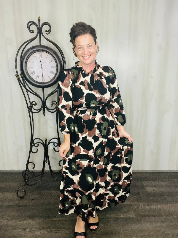 Ink Blots for Fall Dress Square Neckline Feminine