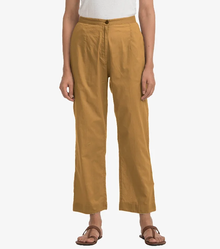 Ochre Chanderi pants Elegant Wool Trousers