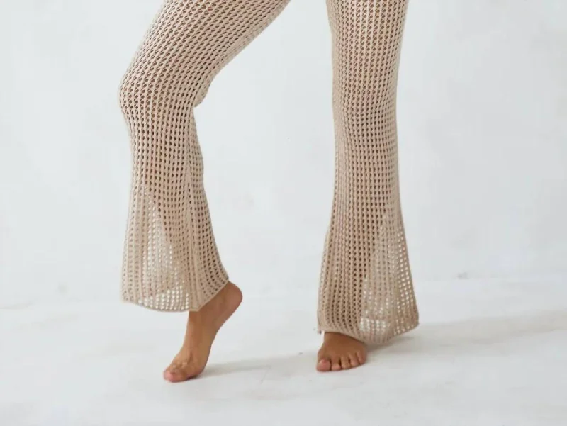 Eliza Crochet Pants In Beige Casual Skinny Fit Pants