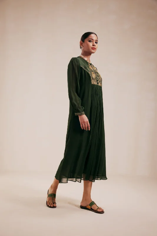 Green Georgette Dress(1) Tunics Yoga stretchy