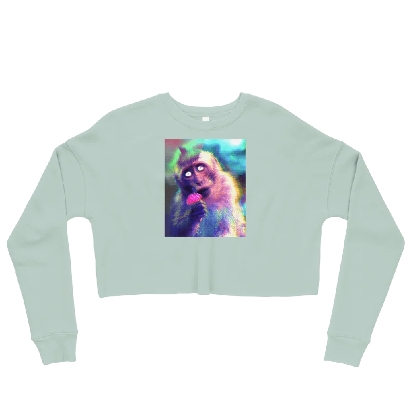 Ape Glitch Graphic Crop Sweatshirt Hoodie with Longline Fit Extended Stylish