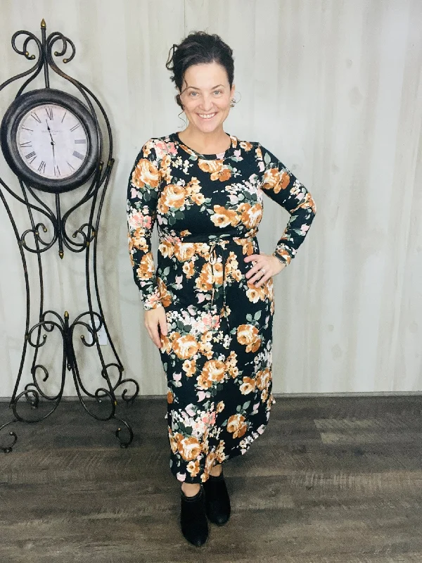 Jana Black Floral Dress Floral Print girly
