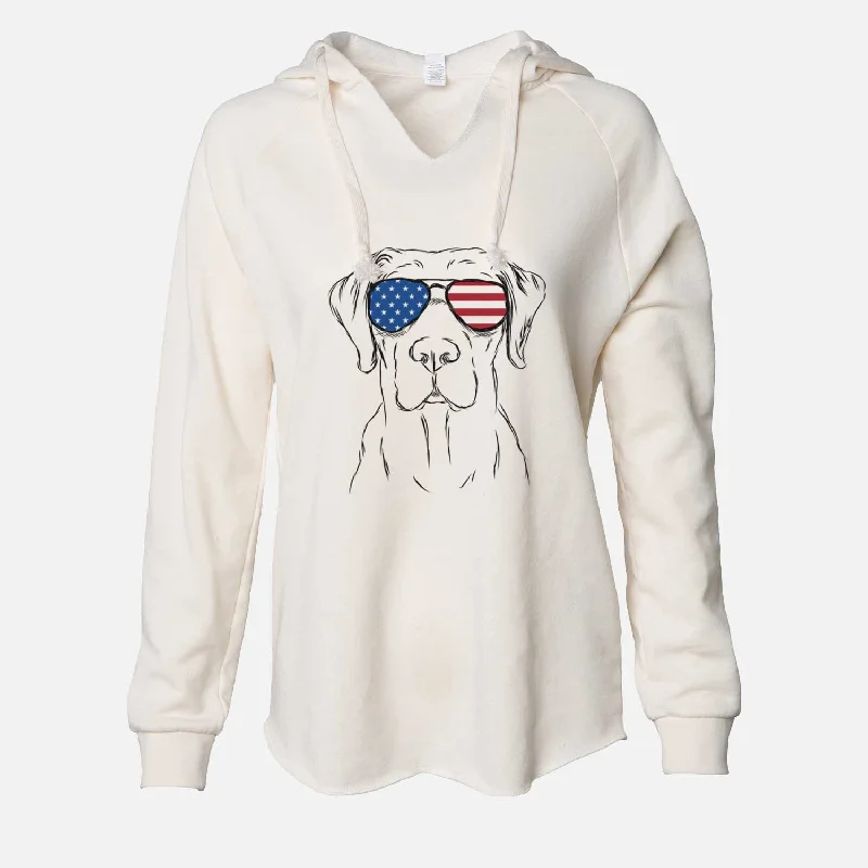 USA Rowdy the Labrador Retriever - Cali Wave Hooded Sweatshirt Hoodie with Button Classic Timeless USA Rowdy the Labrador Retriever - Cali Wave Hooded Sweatshirt Hoodie with Button Classic Timeless