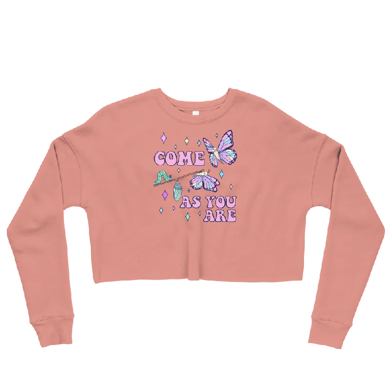 Come As You Are Graphic Crop Sweatshirt Hoodie with Pattern Geometric Abstract