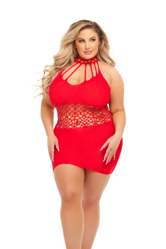 Rich B Phase Dress in Red Curvy Size Tunics Lace romantic