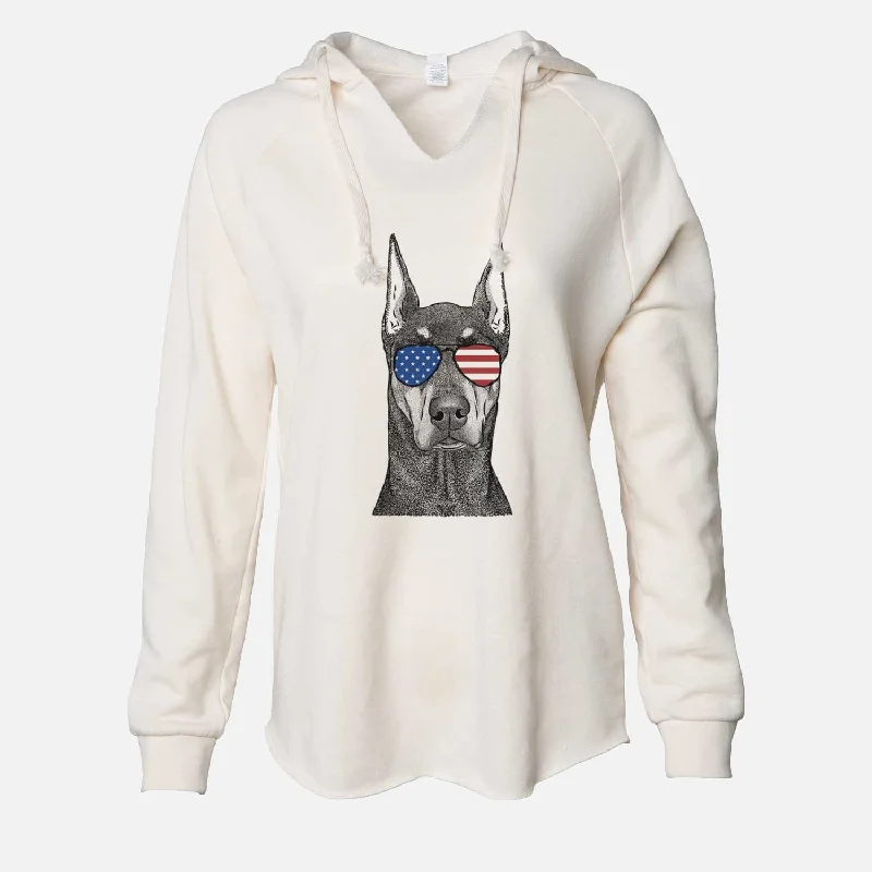 USA Drake the Doberman Pinscher - Cali Wave Hooded Sweatshirt Hoodie with Fur Luxurious Winter USA Drake the Doberman Pinscher - Cali Wave Hooded Sweatshirt Hoodie with Fur Luxurious Winter