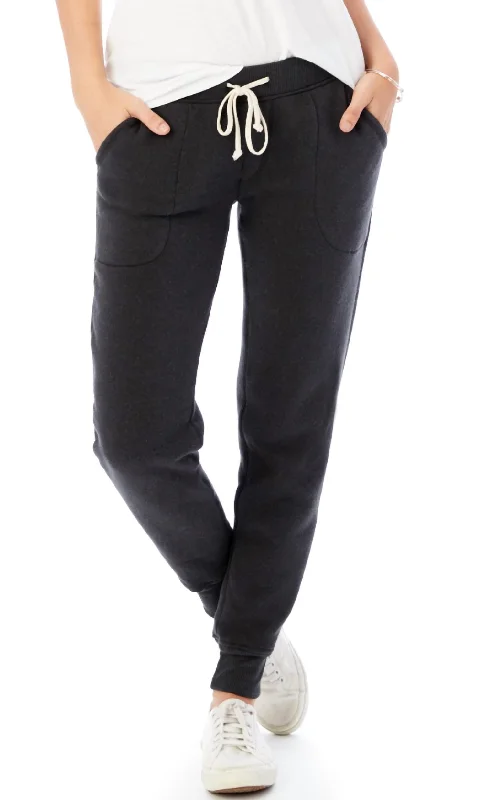 Fleece Jogger Pant In True Black Trendy Printed Pants
