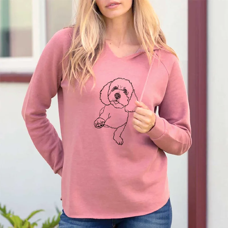 Doodled Buddy the Bichon Frise - Cali Wave Hooded Sweatshirt Hoodie with Strings Custom Fit Adjustable Doodled Buddy the Bichon Frise - Cali Wave Hooded Sweatshirt Hoodie with Strings Custom Fit Adjustable