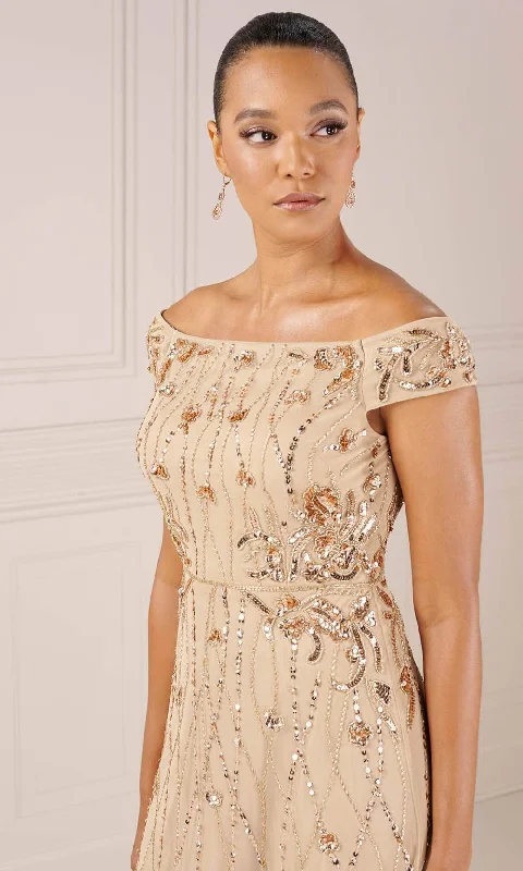Adrianna Papell Platinum 40435 - Off-Shoulder Long Dress Tunics Chinos classic