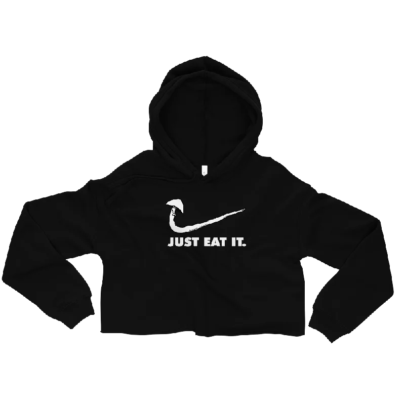 Just Eat It Graphic Crop Hoodie Hoodie with Monochrome Minimalist Simple