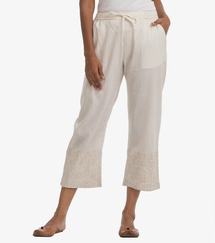 Off-white cambric embroidered pant Comfortable Jogging Pants