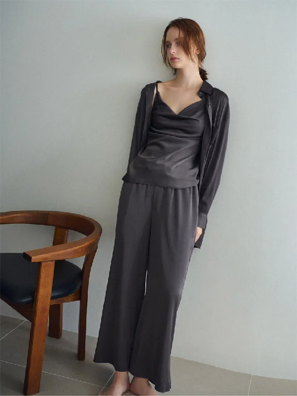 Satin Lounge Pants Formal Wide-Leg Pants