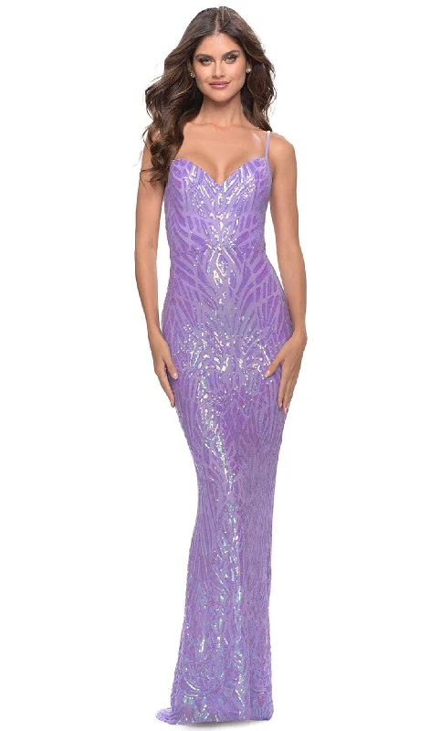 La Femme 31390SC - Strappy Back Sequin Prom Dress Tunics Yoga stretchy