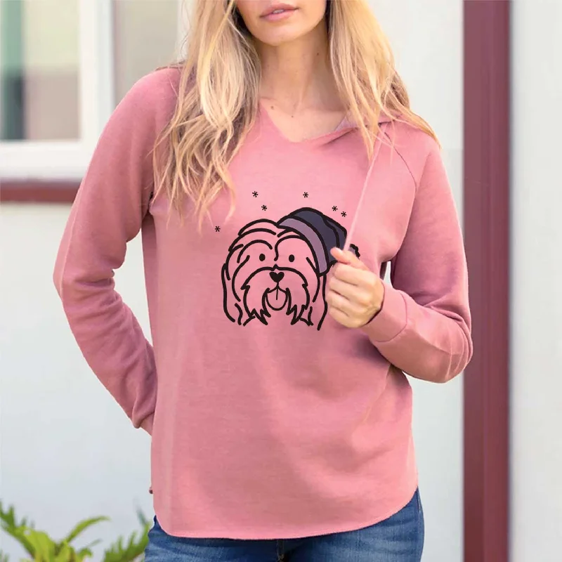Frosty Havanese - Cali Wave Hooded Sweatshirt Hoodie with Raw Hem Edgy Unfinished