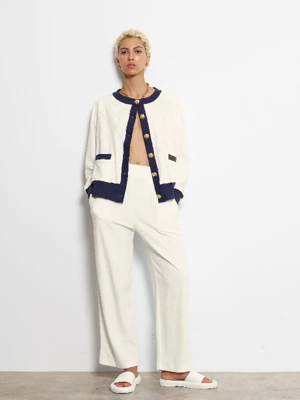 HIGH RISE PLEATED PANT OFF WHITE Cozy Fitted Pants