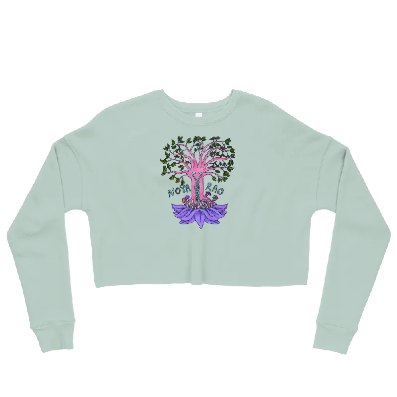 Noya Rao Graphic Crop Sweatshirt Hoodie with Hem Lace Feminine Delicate