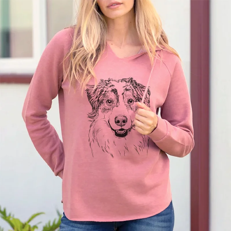 Bare Aonghus the Australian Shepherd - Cali Wave Hooded Sweatshirt Hoodie with Full-Zip Functional Layering Bare Aonghus the Australian Shepherd - Cali Wave Hooded Sweatshirt Hoodie with Full-Zip Functional Layering