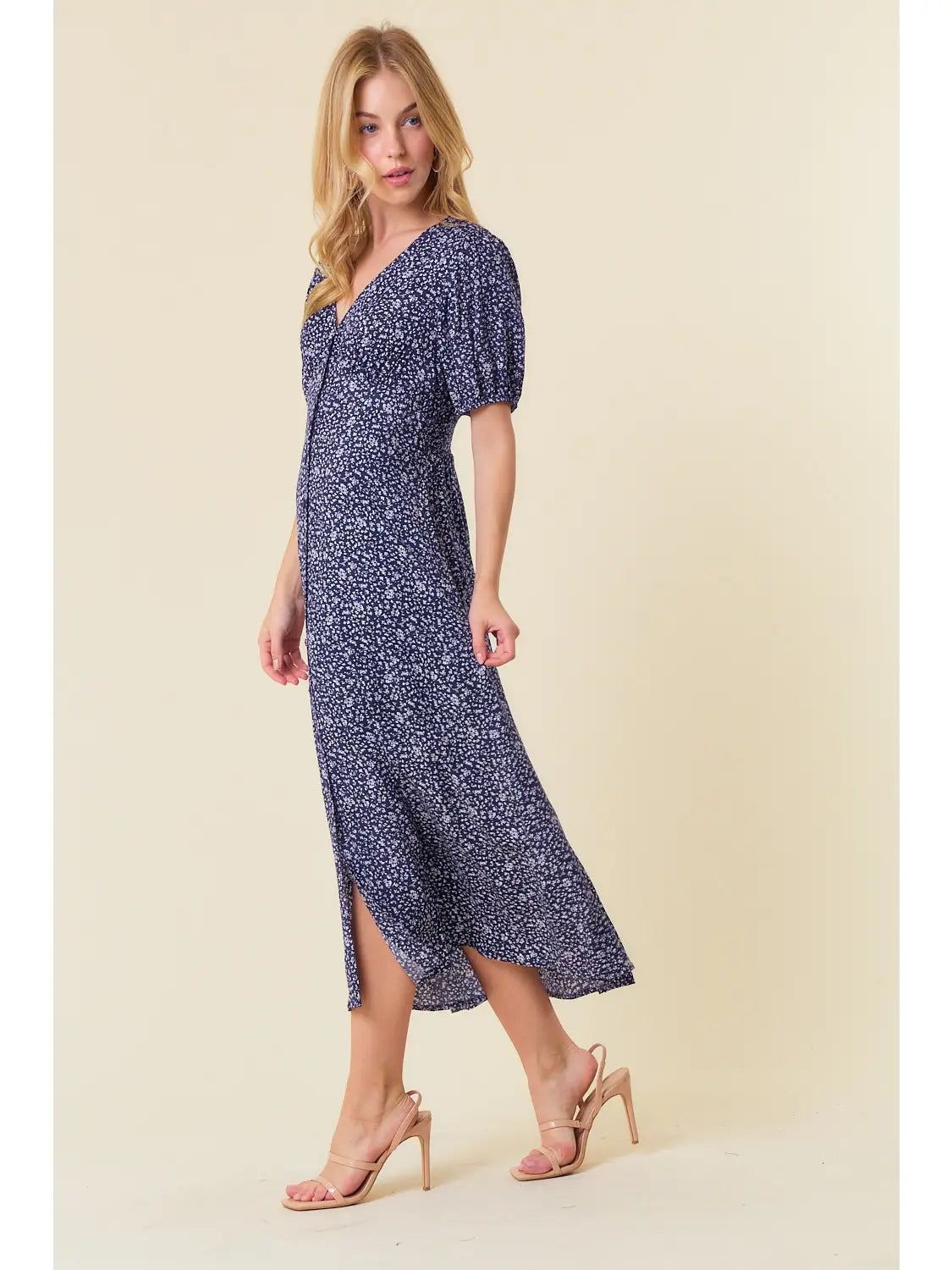 Ditsy Floral Print V-Neck Dress Tunics Travel practical