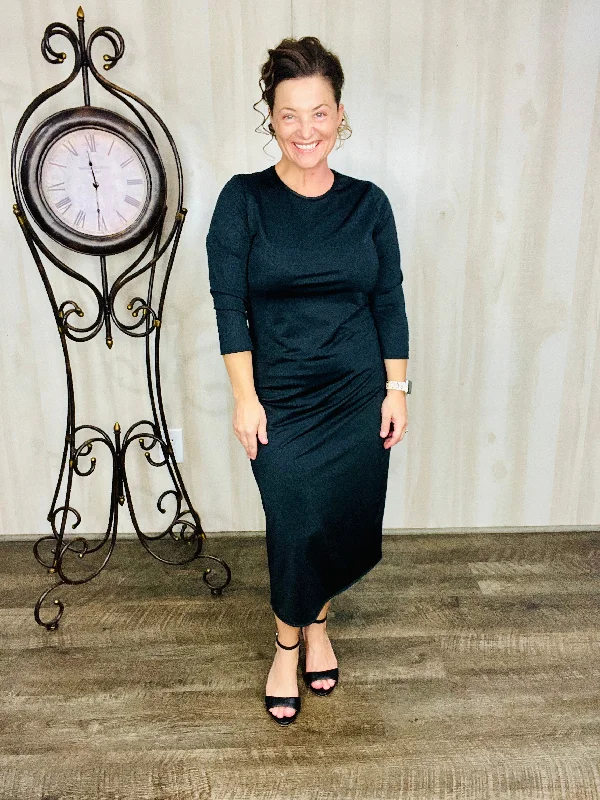 Joy Layering Dress- Black (Slinky Material) Tunics Office stylish