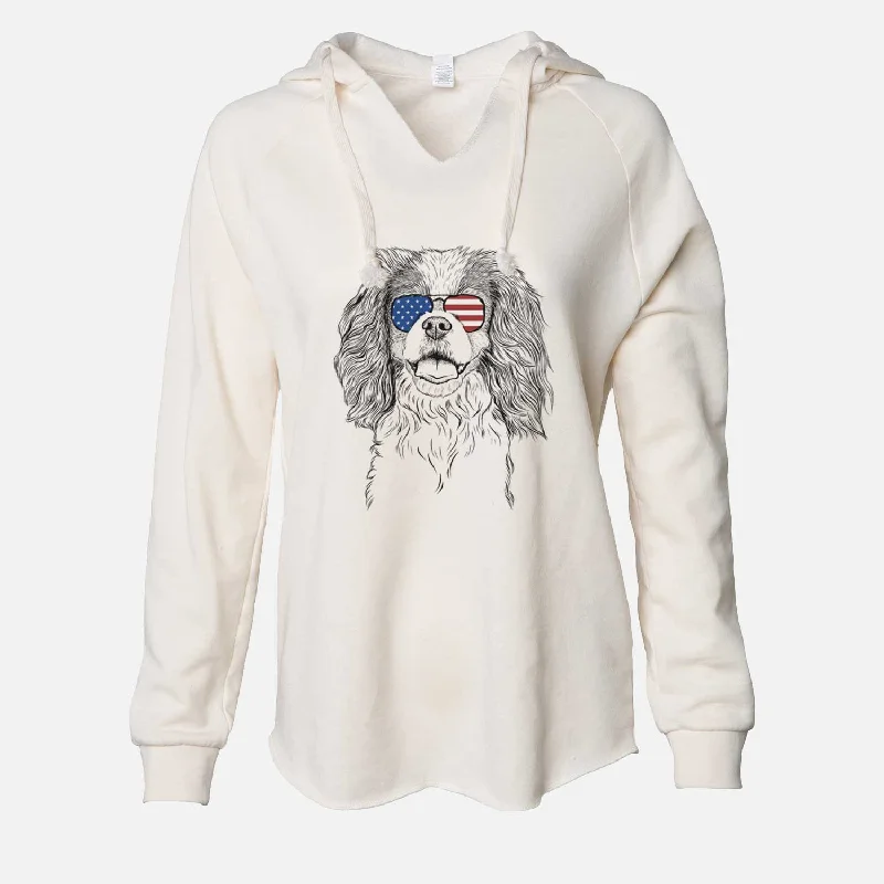 USA Poppy the Cavalier King Charles Spaniel - Cali Wave Hooded Sweatshirt Hoodie with Drawcord Adjustable Secure USA Poppy the Cavalier King Charles Spaniel - Cali Wave Hooded Sweatshirt Hoodie with Drawcord Adjustable Secure