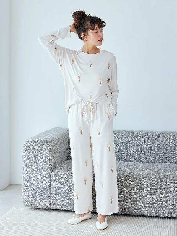 Ice Cream Pattern Long Pants Relaxed Lounge Trousers