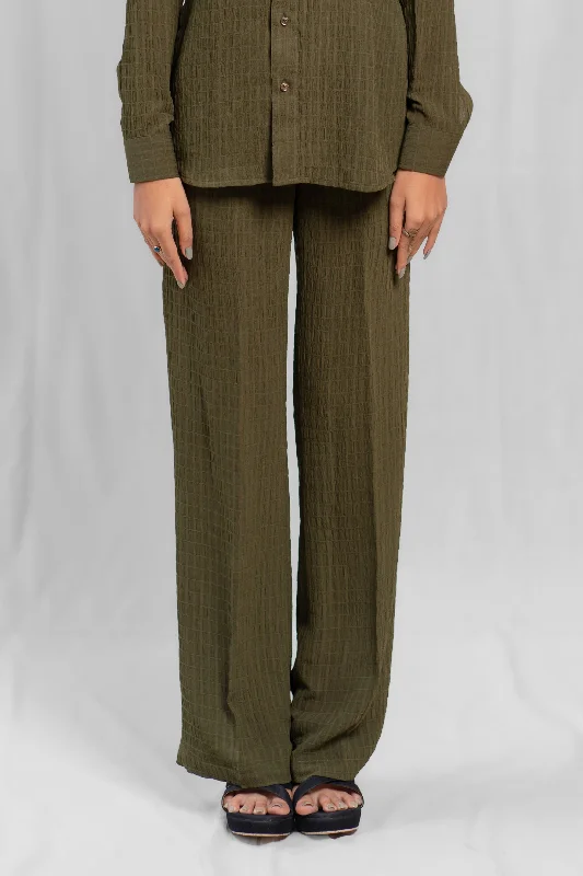 Olive Pants Elegant Silk Pants