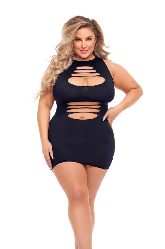 Can't Commit Dress in Black Curvy Size Tunics Yoga stretchy
