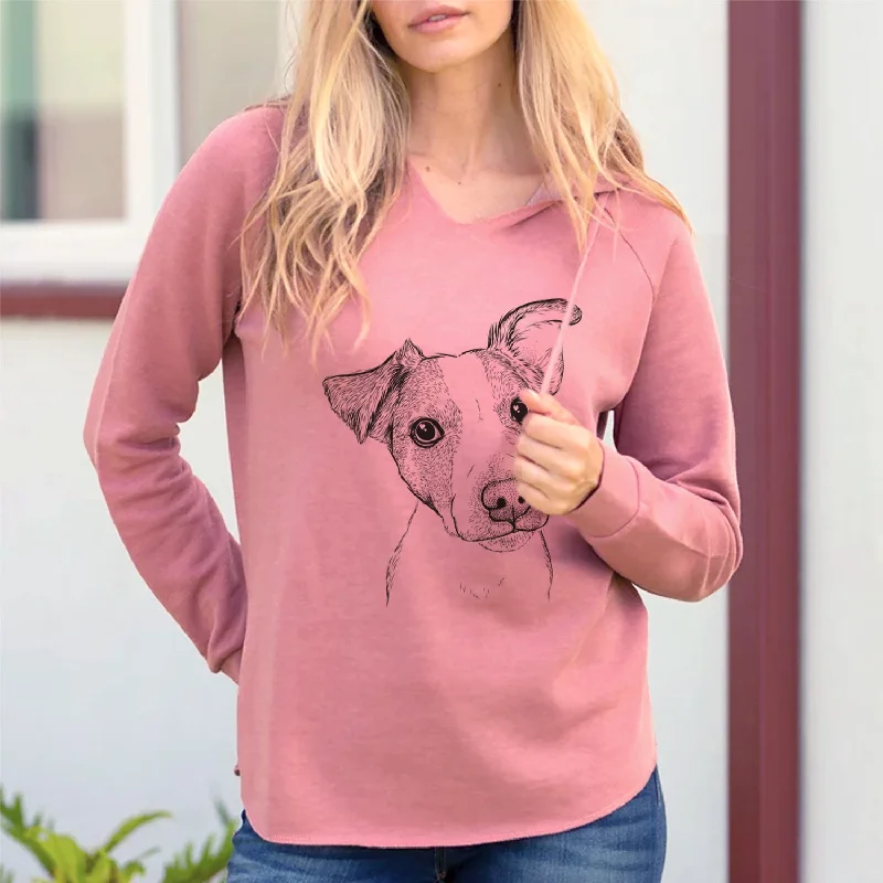 Bare Bosse the Jack Russell Terrier - Cali Wave Hooded Sweatshirt Hoodie with Hidden Zipper Minimalist Clean Bare Bosse the Jack Russell Terrier - Cali Wave Hooded Sweatshirt Hoodie with Hidden Zipper Minimalist Clean