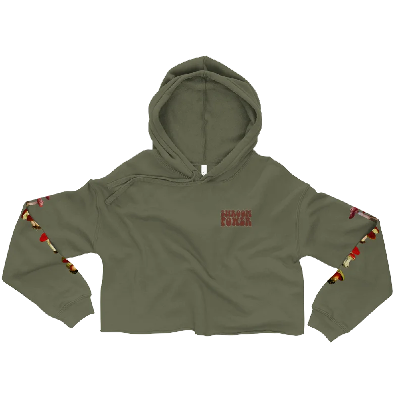 Shroom Power Graphic Crop Hoodie Hoodie with High Neck Warm Protective