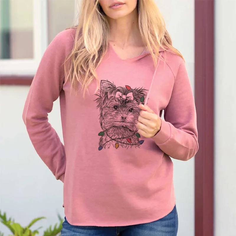 Christmas Lights Cricket the Biewer Terrier - Cali Wave Hooded Sweatshirt Hoodie with Thumb Holes Functional Cozy Christmas Lights Cricket the Biewer Terrier - Cali Wave Hooded Sweatshirt Hoodie with Thumb Holes Functional Cozy