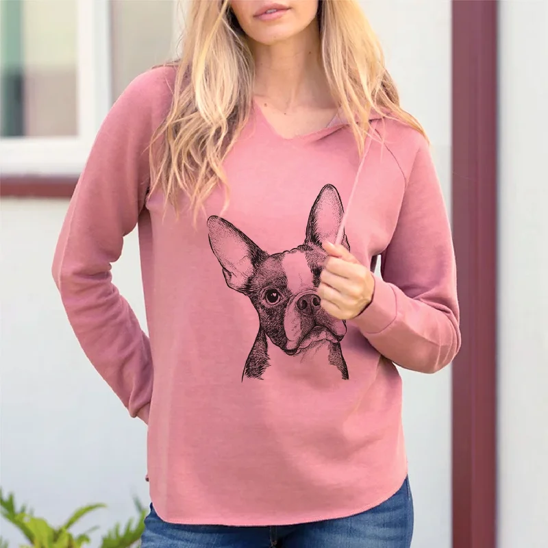 Bare Dee Dee the Boston Terrier - Cali Wave Hooded Sweatshirt Hoodie with Sequins Glamorous Eye-catching