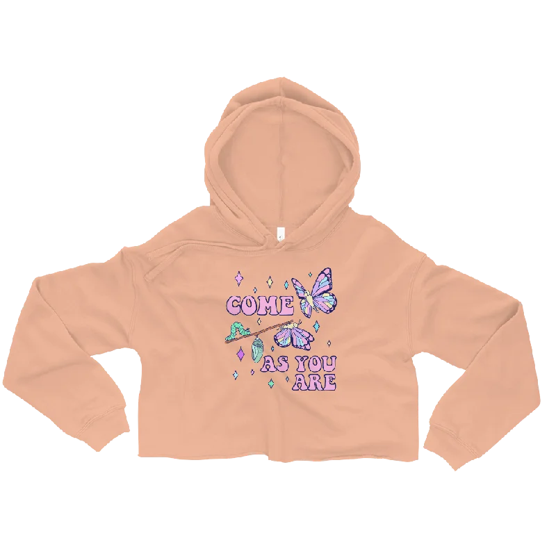 Come As You Are Graphic Crop Hoodie Hoodie with Fur Luxurious Winter
