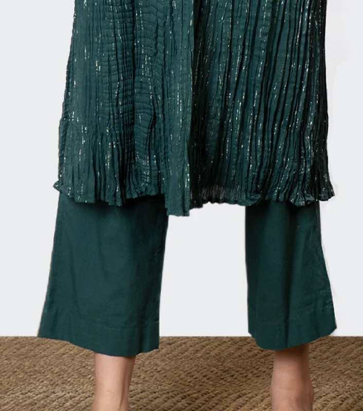 Green Cotton Pants High-Waist Jogger Pants