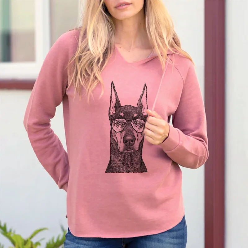 Aviator Drake the Doberman Pinscher - Cali Wave Hooded Sweatshirt Hoodie with Elastic Cuffs Stretchable Comfortable Aviator Drake the Doberman Pinscher - Cali Wave Hooded Sweatshirt Hoodie with Elastic Cuffs Stretchable Comfortable