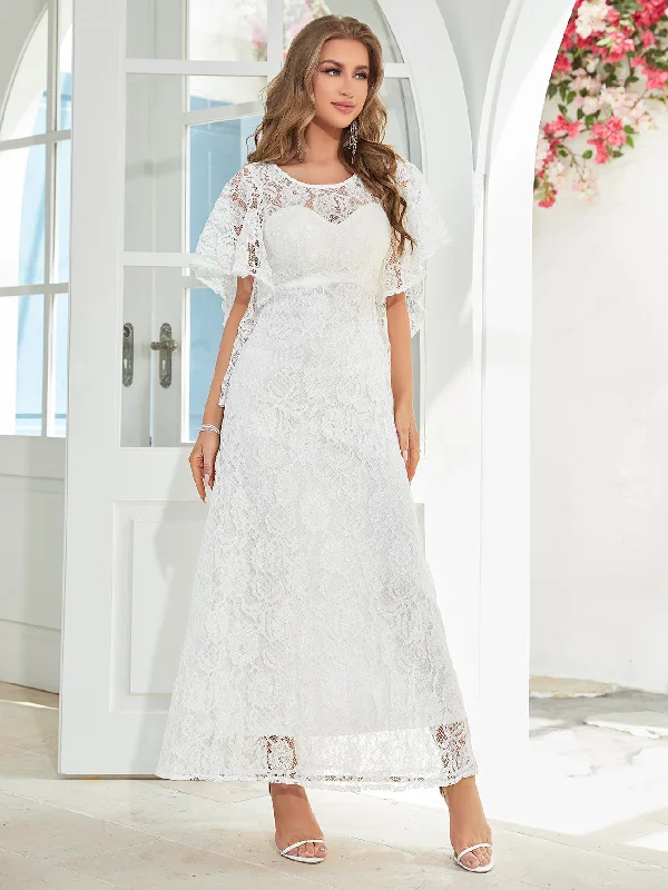 Butterfly Sleeve Lace A-line Party Dress Tunics Running lightweight
