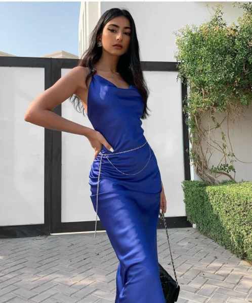 Sexy Spaghetti Strap Strap High Slit Party Dress Tunics Spring floral